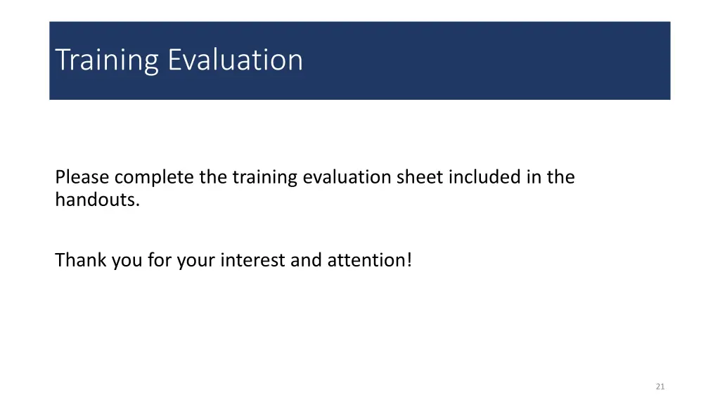 training evaluation