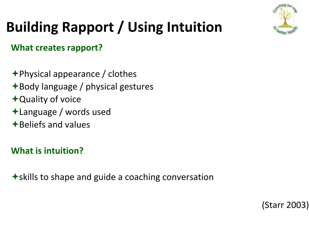 building rapport using intuition