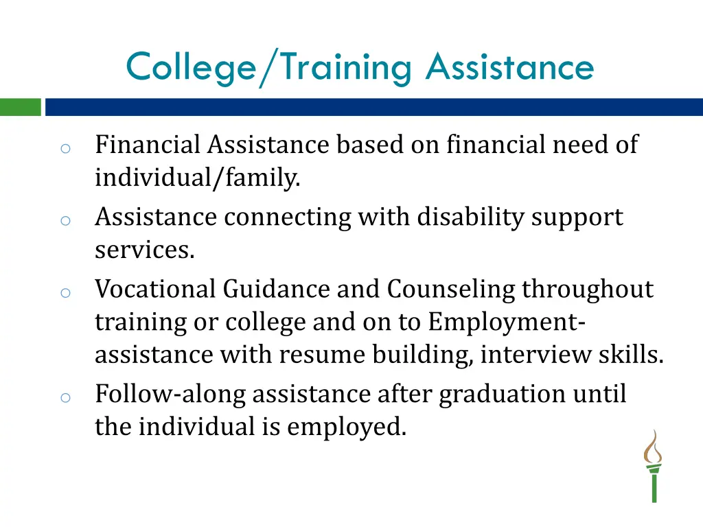 college training assistance