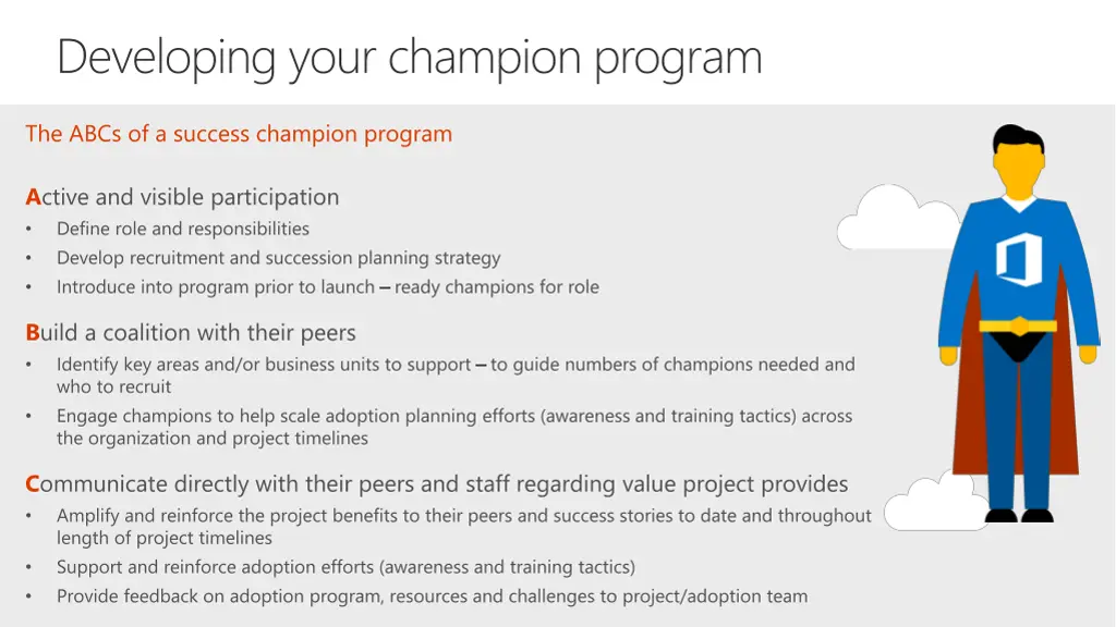 developing your champion program