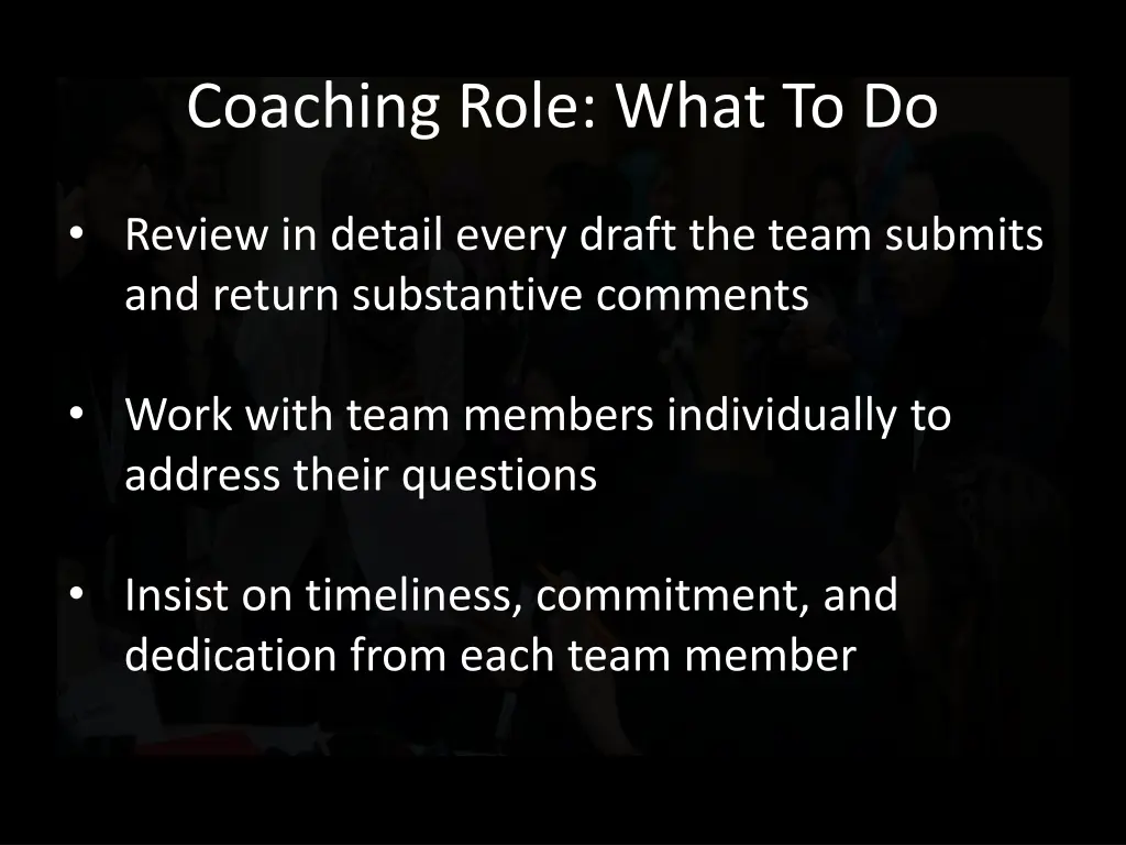 coaching role what to do 2