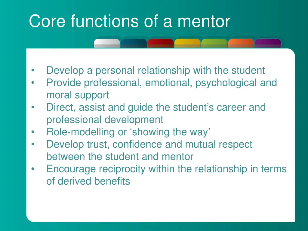 core functions of a mentor