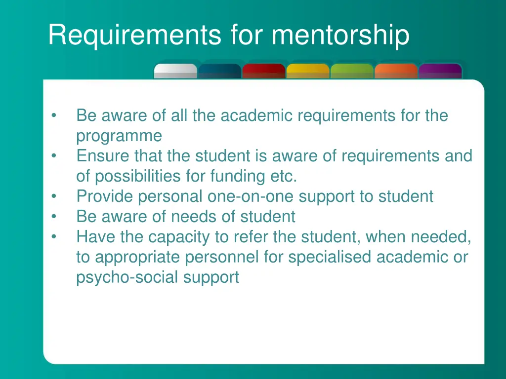 requirements for mentorship