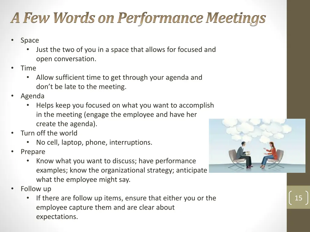 a few words on performance meetings