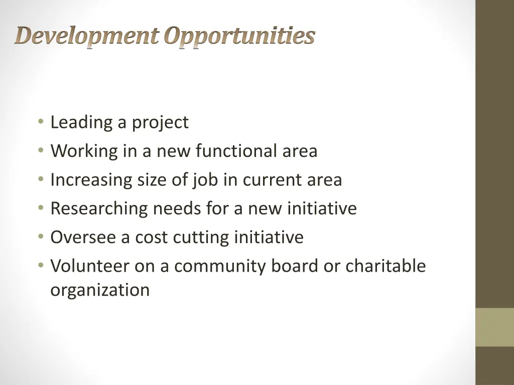 development opportunities