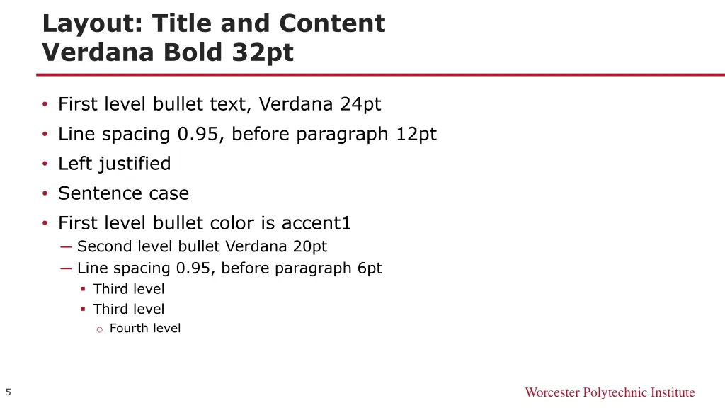 layout title and content verdana bold 32pt