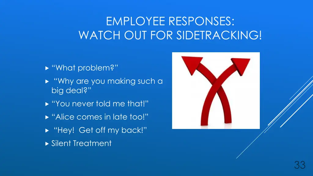 employee responses watch out for sidetracking