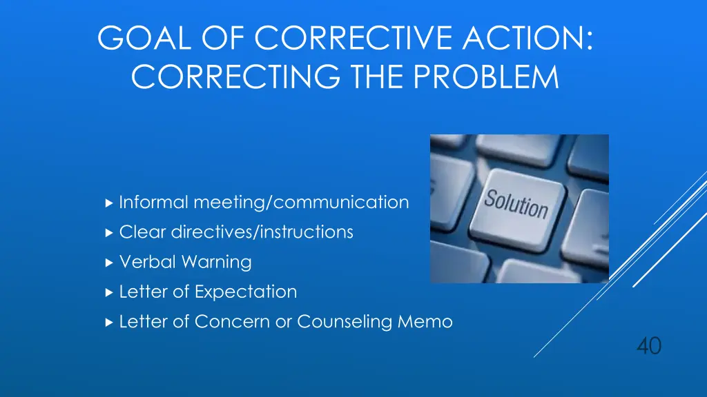 goal of corrective action correcting the problem