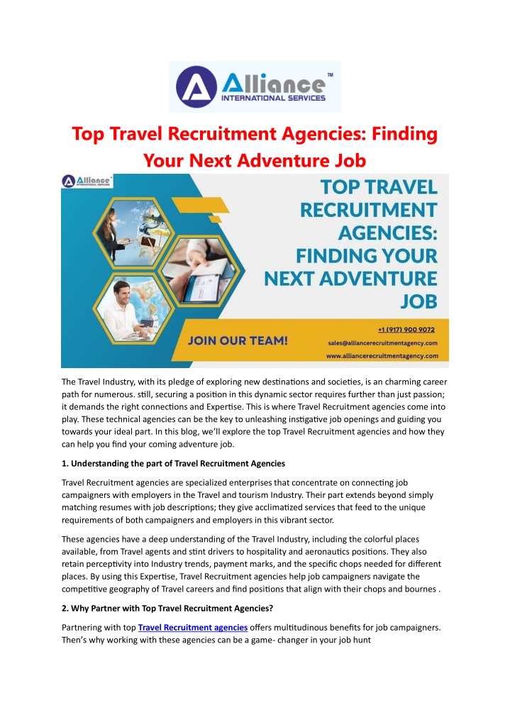 top travel recruitment agencies finding your next