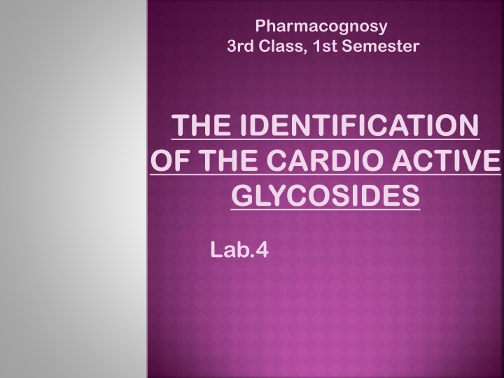 pharmacognosy 3rd class 1st semester