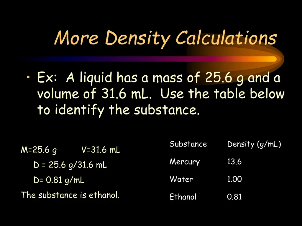 more density calculations