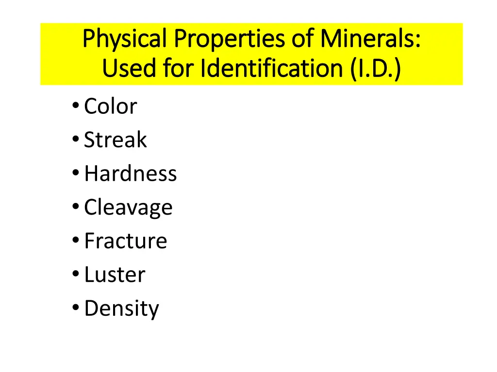 physical properties of minerals physical