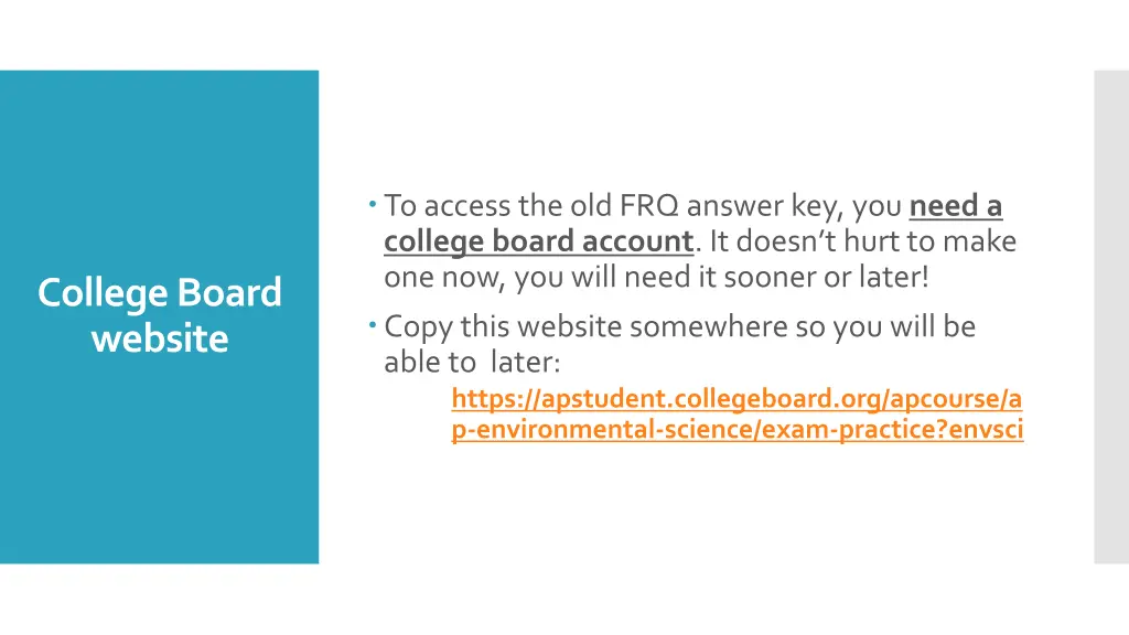 to access the old frq answer key you need