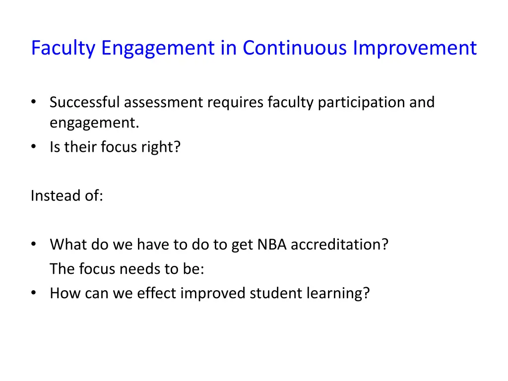 faculty engagement in continuous improvement