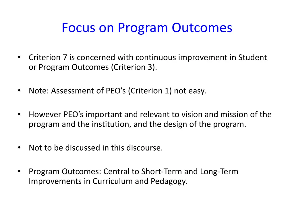 focus on program outcomes