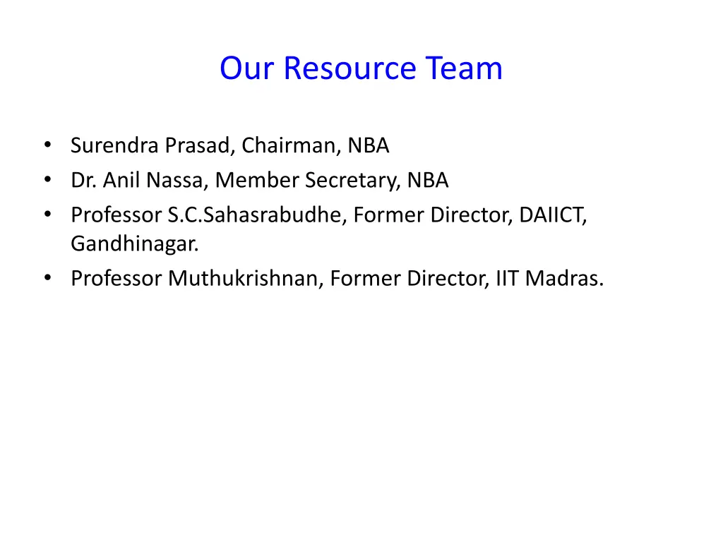 our resource team