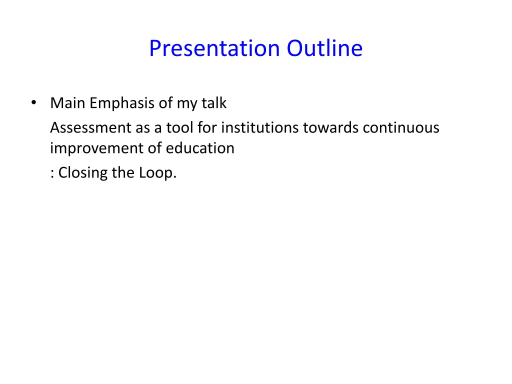 presentation outline