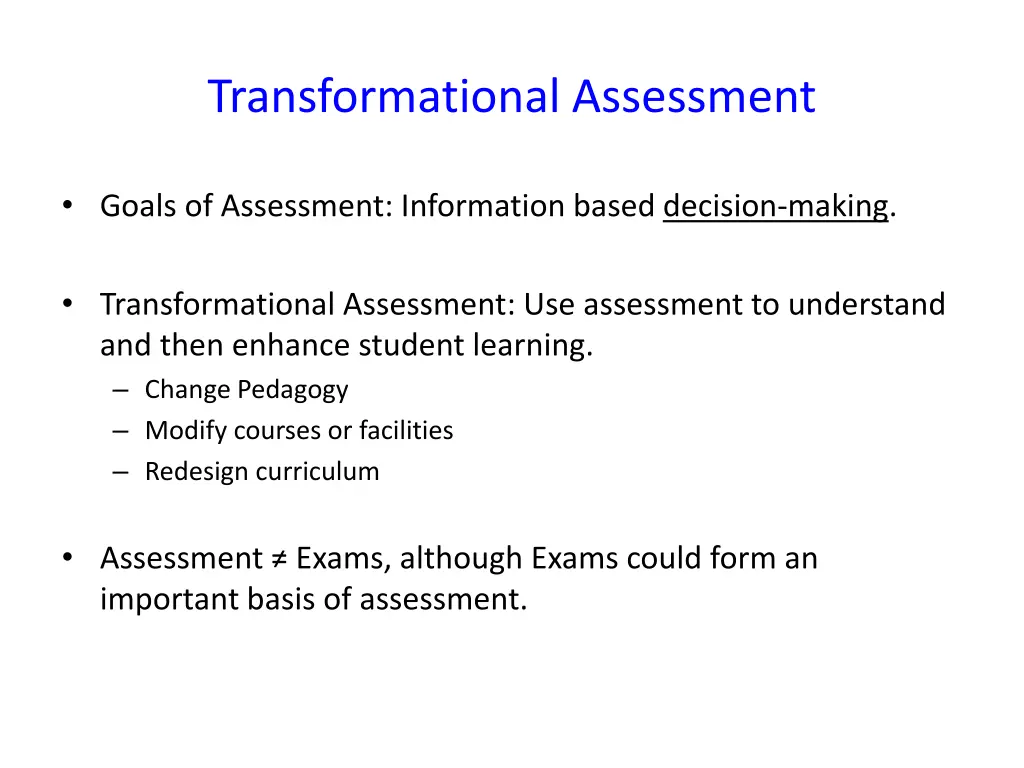 transformational assessment