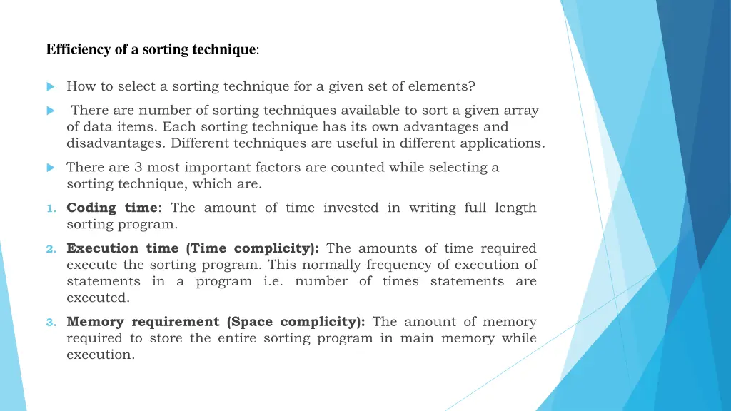 efficiency of a sorting technique