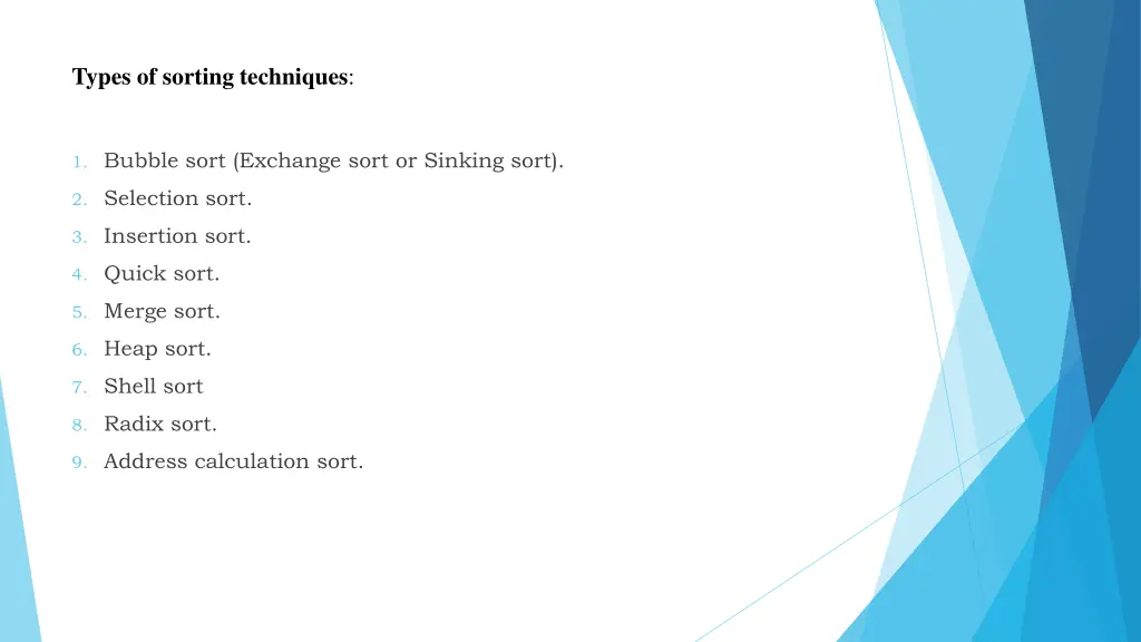 types of sorting techniques
