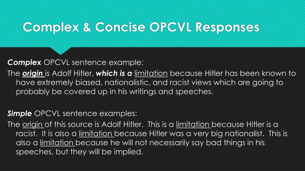 complex concise opcvl responses