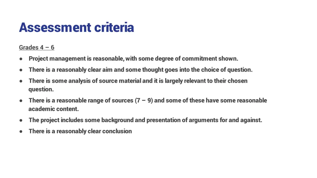 assessment criteria 1