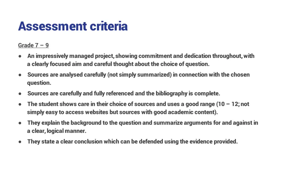 assessment criteria 2