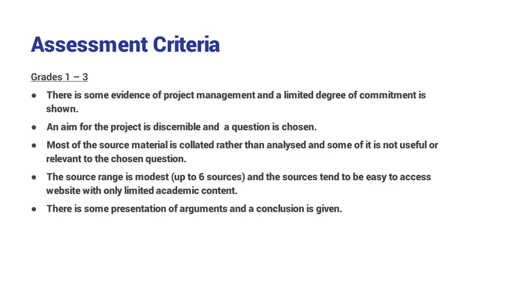 assessment criteria