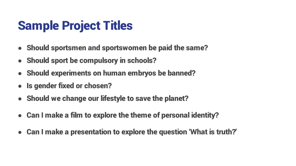 sample project titles