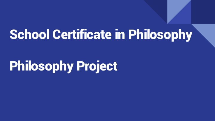 school certificate in philosophy