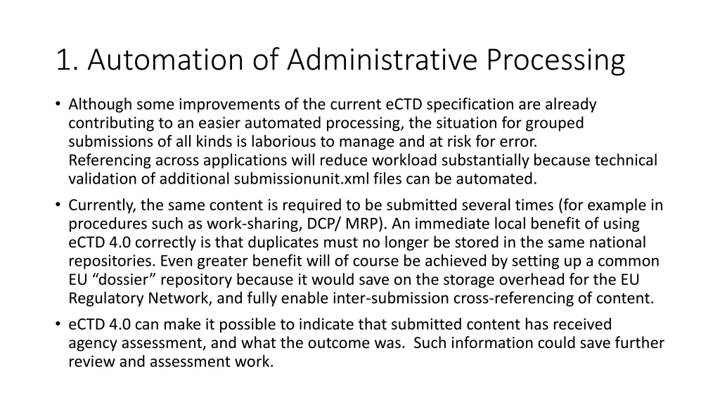 1 automation of administrative processing