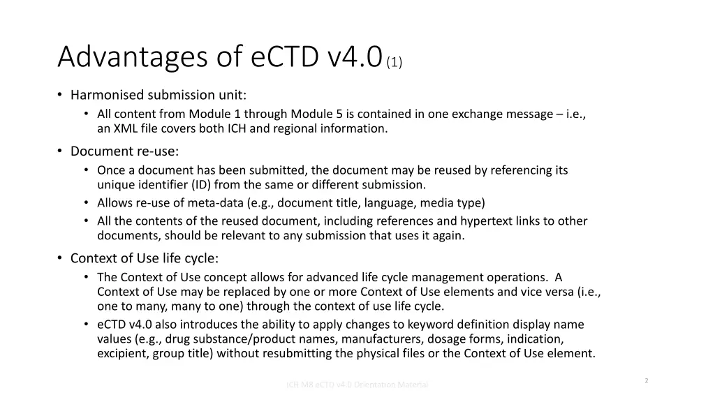 advantages of ectd v4 0 1