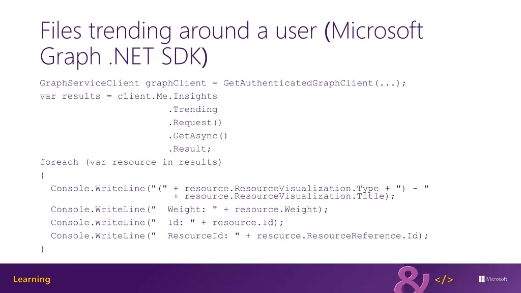 files trending around a user microsoft graph