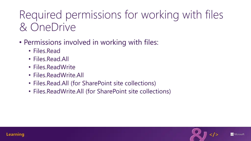 required permissions for working with files