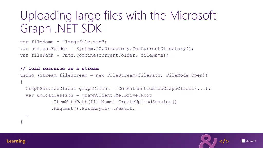 uploading large files with the microsoft graph