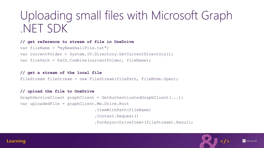 uploading small files with microsoft graph net sdk