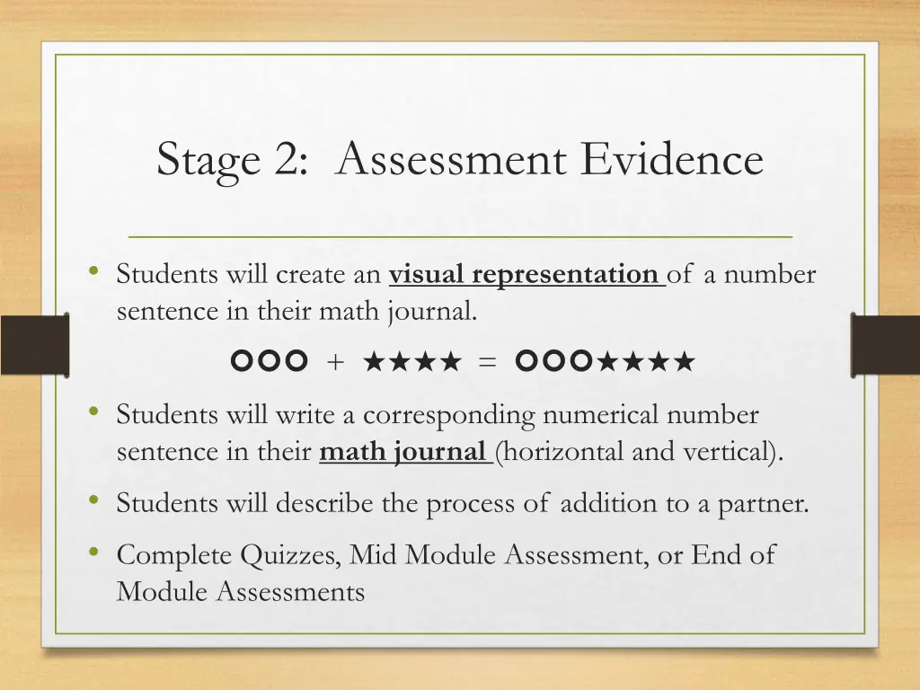 stage 2 assessment evidence