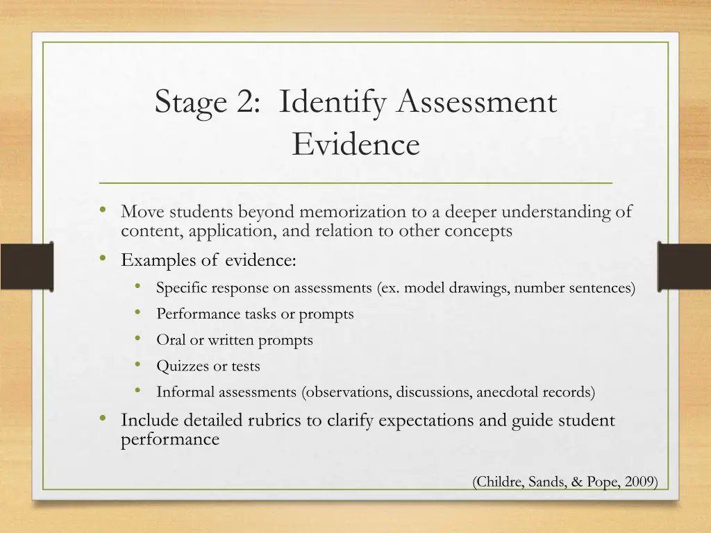 stage 2 identify assessment evidence