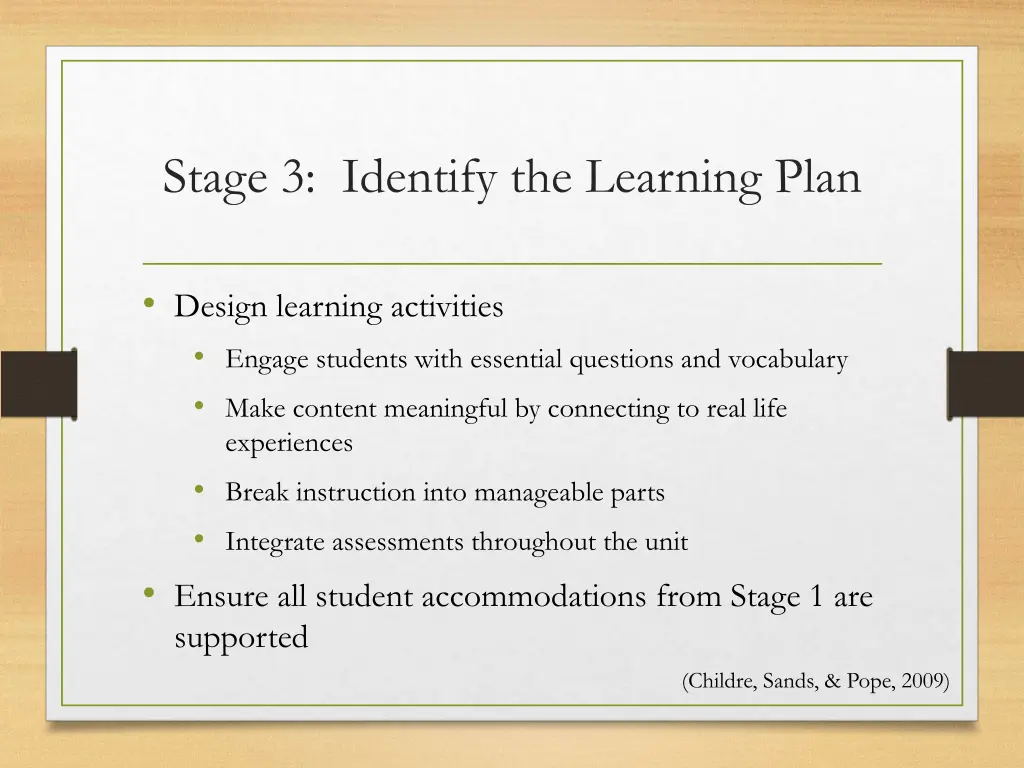 stage 3 identify the learning plan