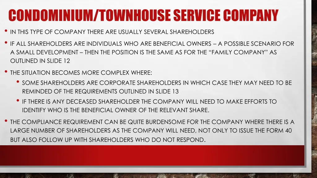 condominium townhouse service company in this