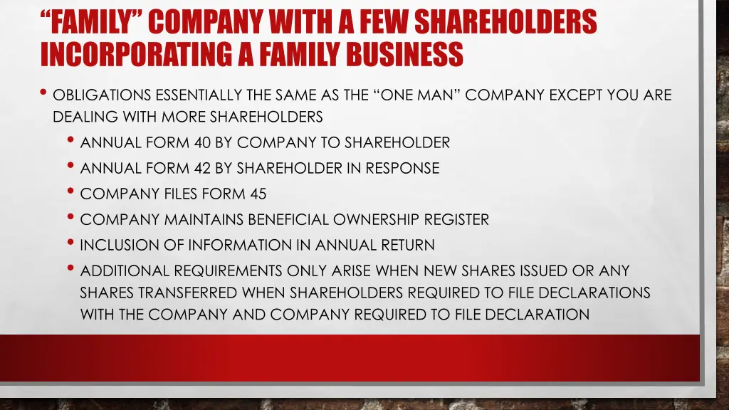 family company with a few shareholders