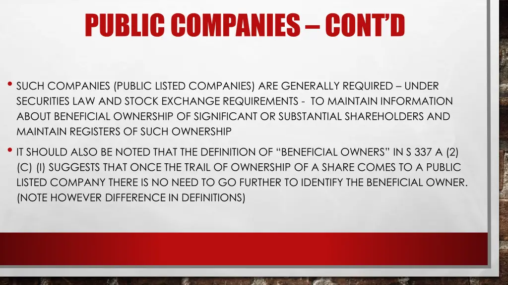 public companies cont d