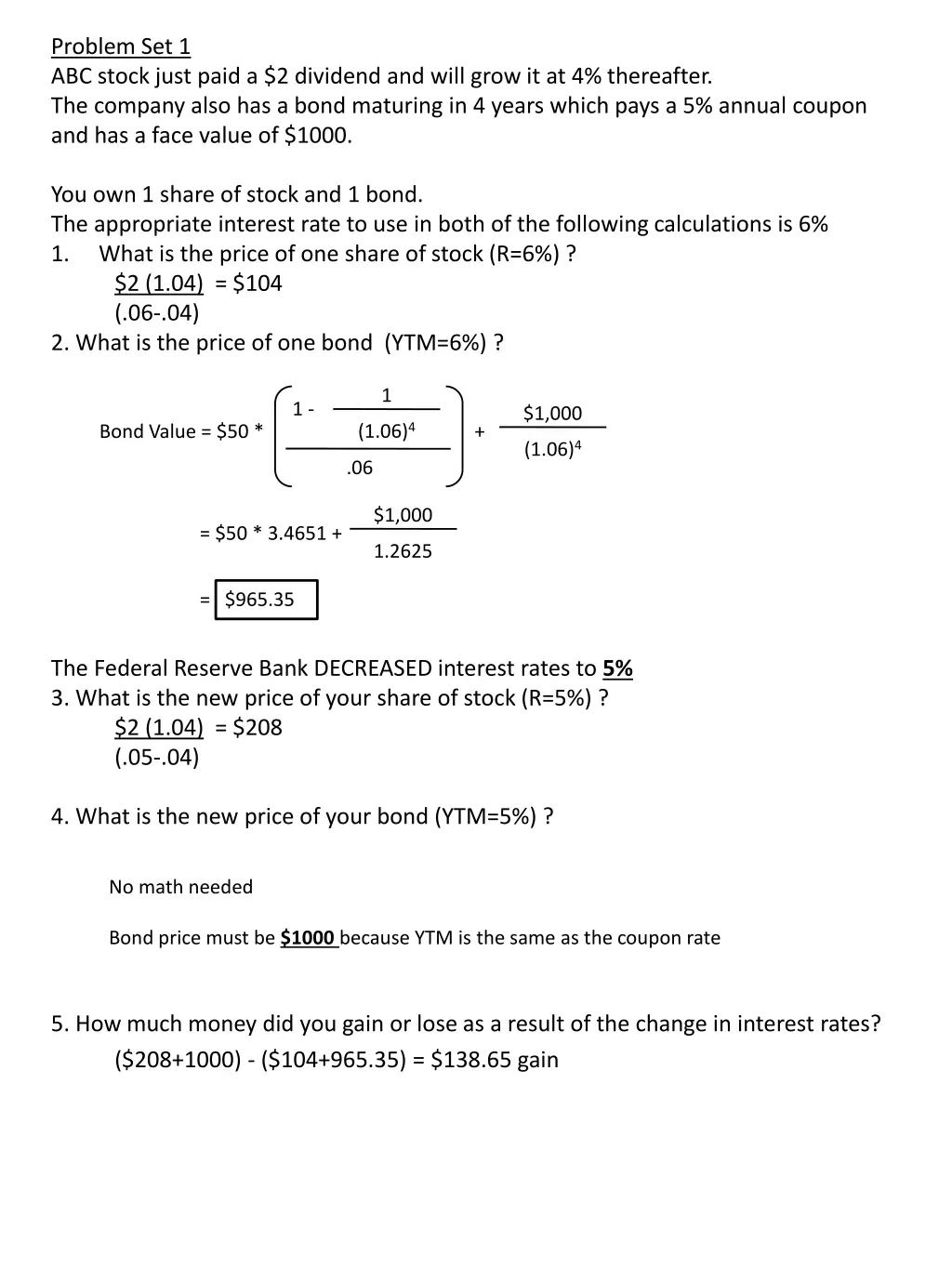 problem set 1 abc stock just paid a 2 dividend