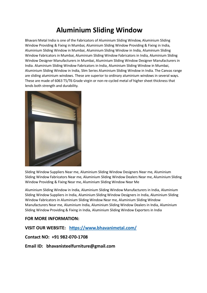 aluminium sliding window