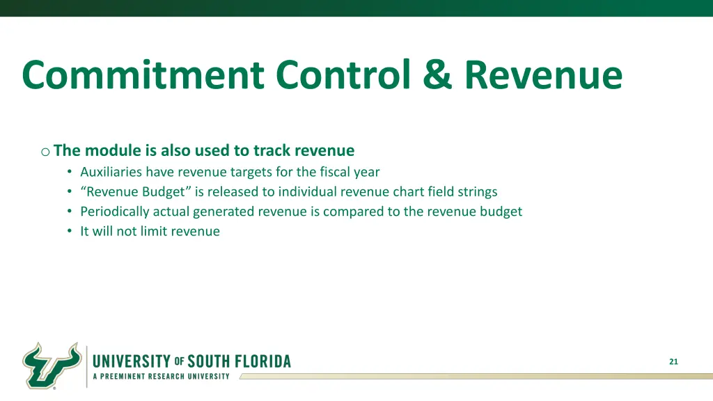 commitment control revenue