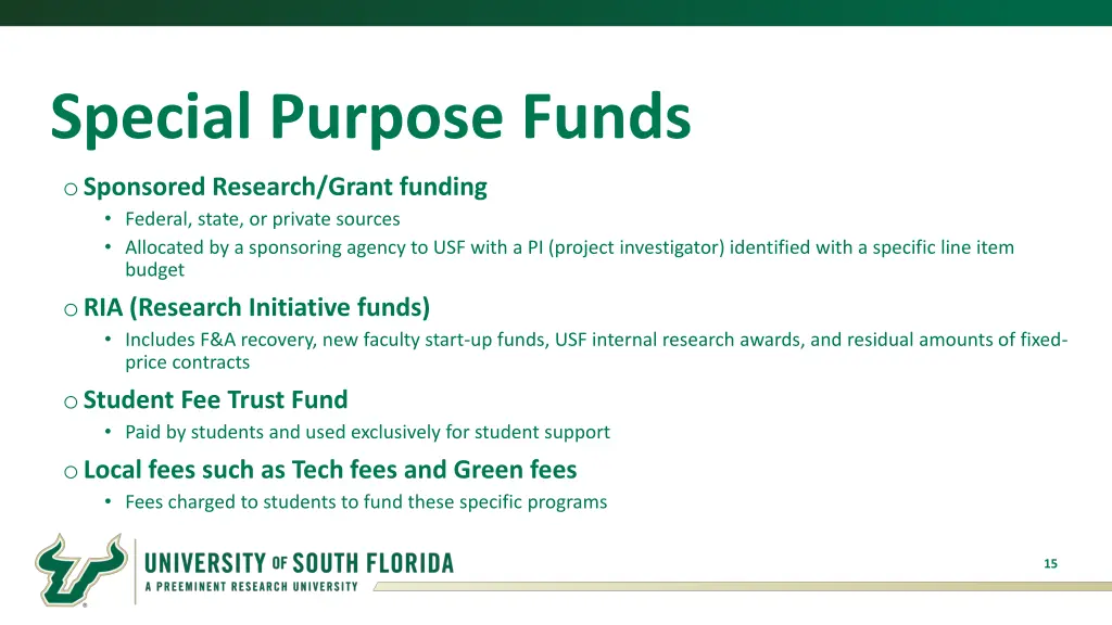 special purpose funds