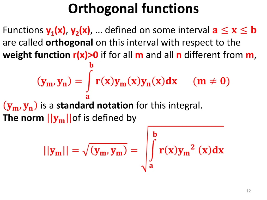 orthogonal functions