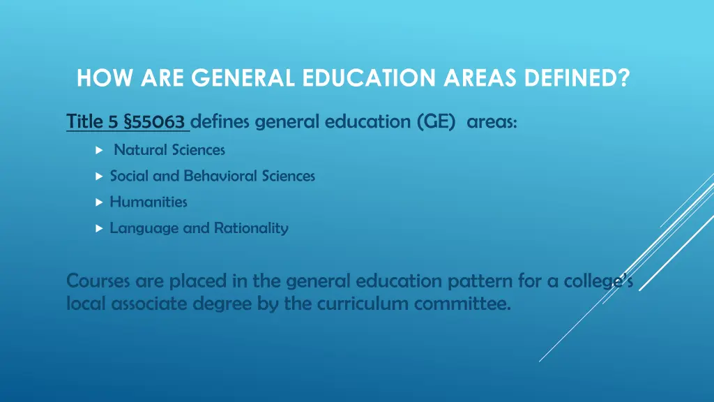 how are general education areas defined