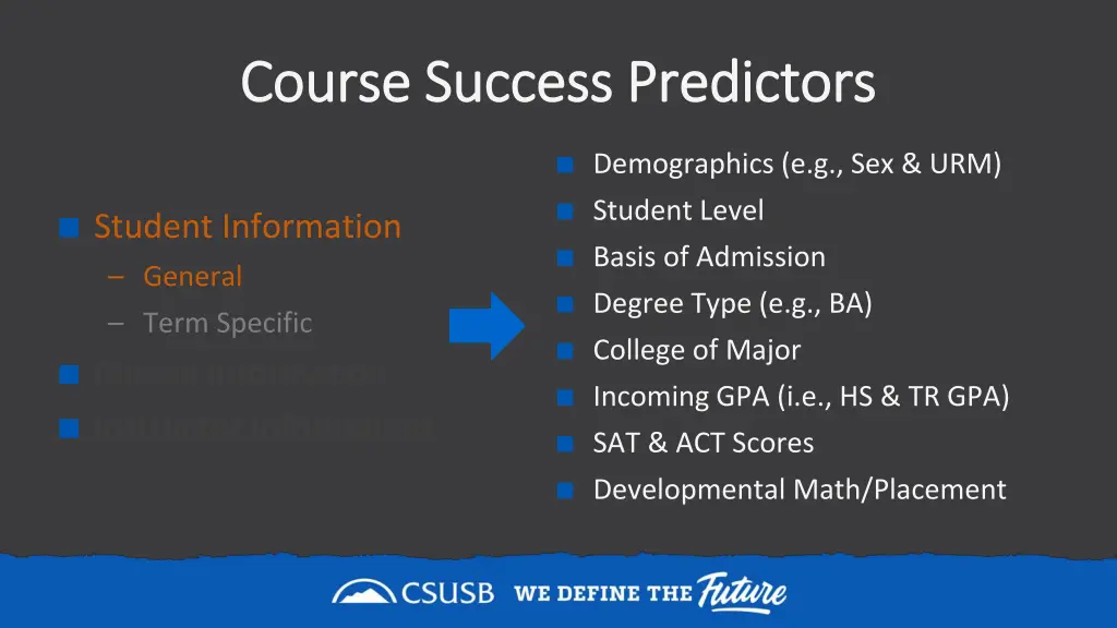 course success predictors course success