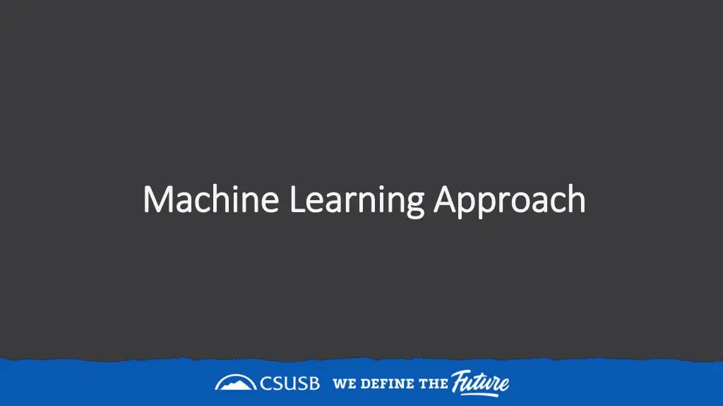 machine learning approach machine learning